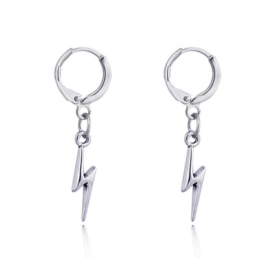 Dayoff 1Pair Punk Cool Lightning Small Hoop Earrings With Pa