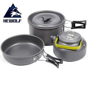 Outdoor Camping Cookware Pot Frying Pans Picnic Set Handle P