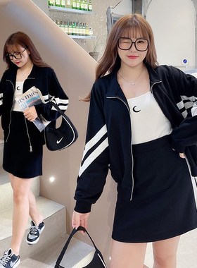 Autumn 2021 new sporty skirt + hoodie two-piece plus-size wo