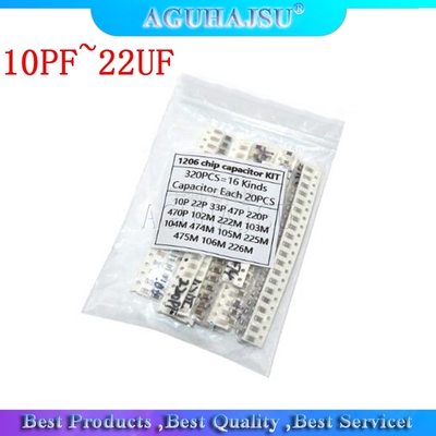 16values*20pcs=320pcs 1206 SMD Capacitor assorted kit 10pF~2
