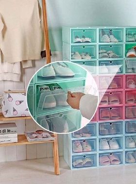 6Pcs Plastic Shoe Box Stackable Foldable Shoe Organizer