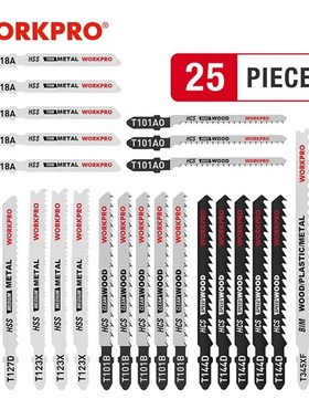 WORKPRO 25PC Saw Blades T-Shank  Jigsaw Blades Assorted Blad