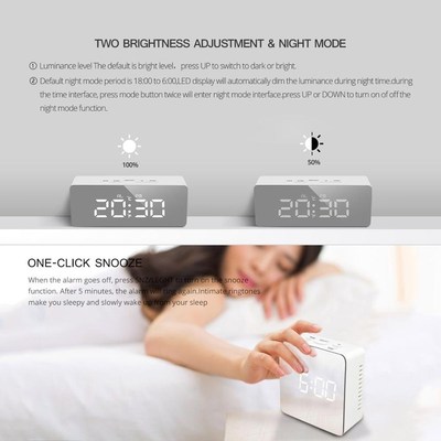 Led-Table-Lamp Alarm-Clock Makeup-Mirror-Table Bedroom Home-