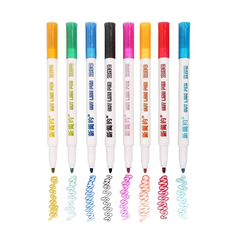 *8pcs/set Double Lines Contour Color Art Pens Markers Pen Ou