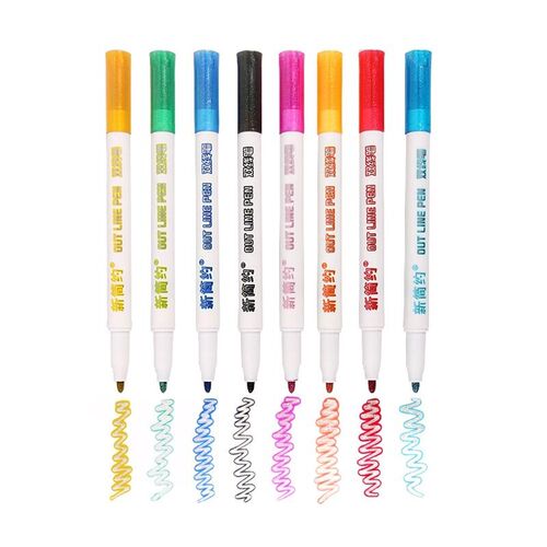 *8pcs/set Double Lines Contour Color Art Pens Markers Pen Ou