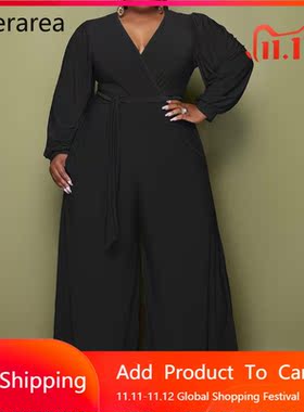 Waterarea Plus Size Women's Jumpsuit Casual Solid V-enck