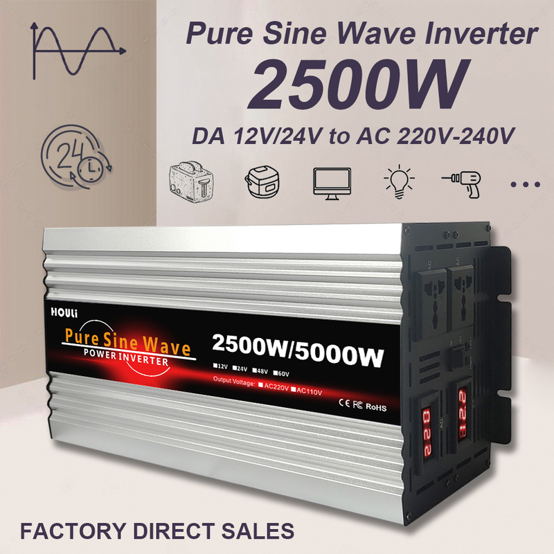 5000W 12V Dc To 220V Inverter 12V 220V 60Hz Ac Pure Sine Wav