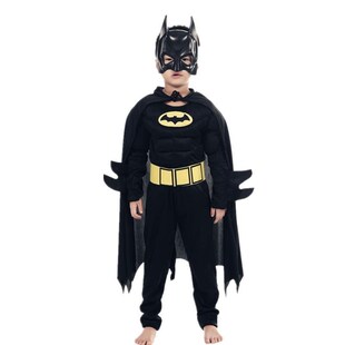 Kids Boys Muscle Costumes with Mask Cloak Movie Character Su