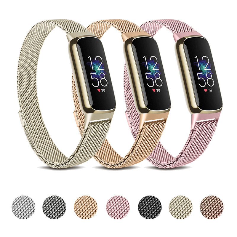 for fitbit luxe band sport strap metal magnetic smart