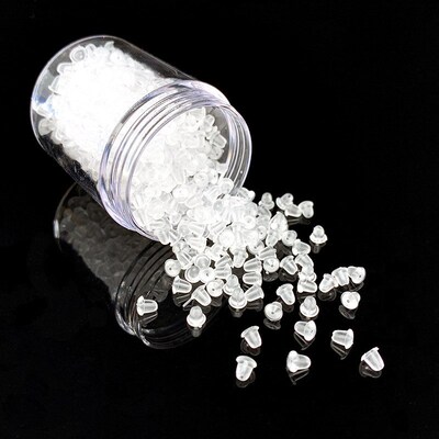 100pcs/Lot Clear Soft Silicone Rubber Earring Backs Stoppers