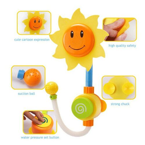 Baby Bath Toy Children Sunflower Spray Water Shower Head Tu