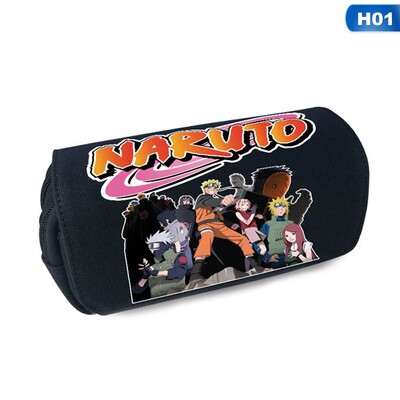 Anime Naruto Pencil Case Canvas Zip Pen Bag Large Capacity