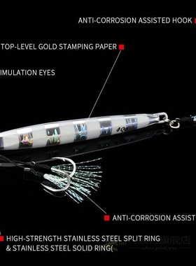 ALLBLE SLOWER Long Metal Jig Fishing Lure Slow Cast Jigging