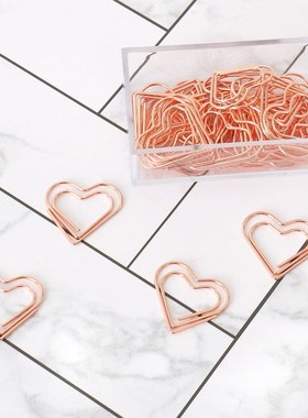 TUTU 30pcs/set heart Bookmark Metal Paper Clip Decor Rose Go