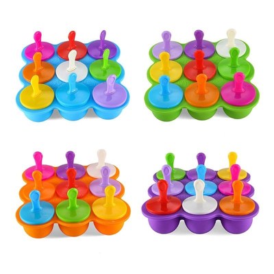 9 Holes Silicone Frozen Ice Popsicle Mold Ice Cream Ball Lol