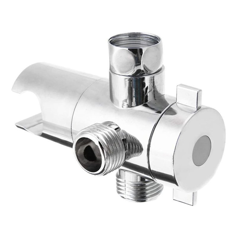 Shower Water Separator Brass Chrome 3-Way with Switch T-shap