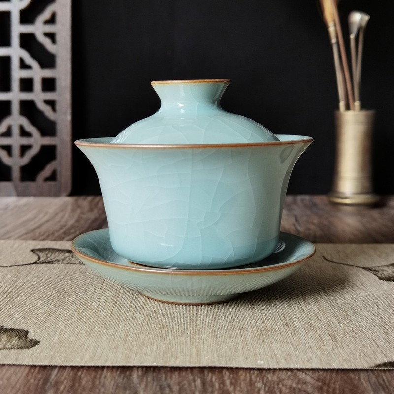 Gaiwan Teacup with Saucer Set Kung Fu Cup with Lid 5 Ounce P