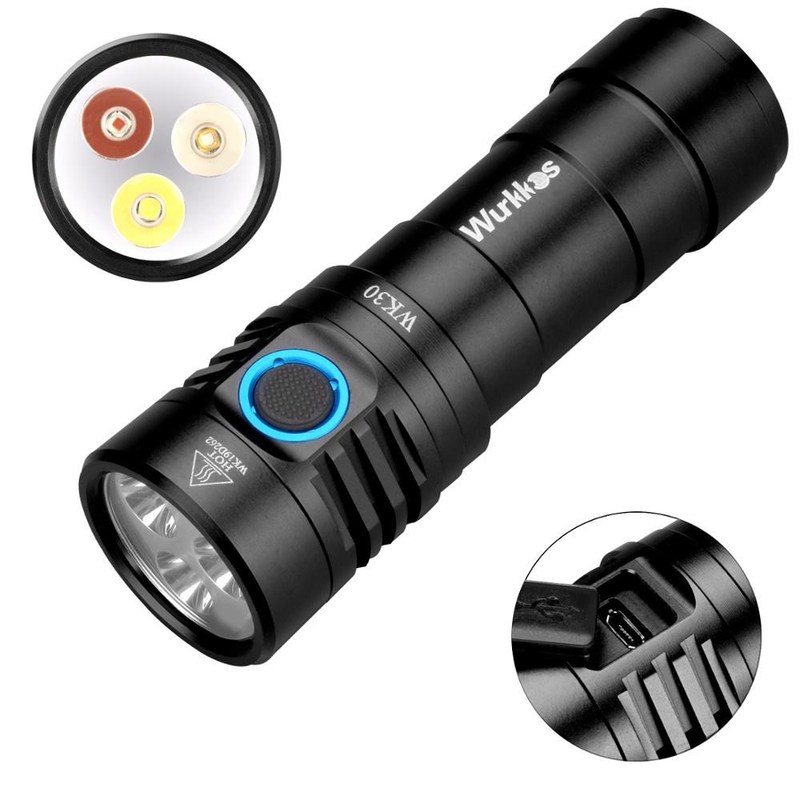 WK30 Multi Color Rechargeable LED Flashlight 26650 LH351D Re