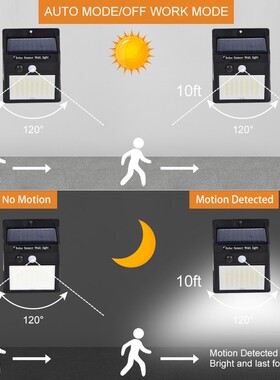 100LED Solar Light Outdoor Solar Lamp PIR Motion Sensor Wall