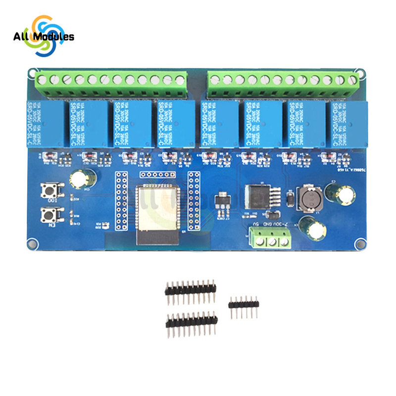 dc5-30v power supply esp32 wifi bluetooth ble 8 channel rela