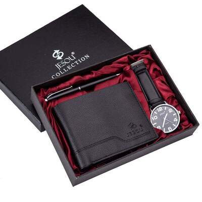 +Men Luxury Watch Gifts Set For Wallet Quartz Wristwatch男士