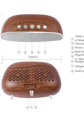 LOBKIN Retro Wood Bluetooth Speaker Wireless Outdoor Loudspe
