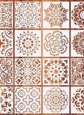 Mandala wall Drawing Stencil 15x15cm 4pcs/lot for painting D