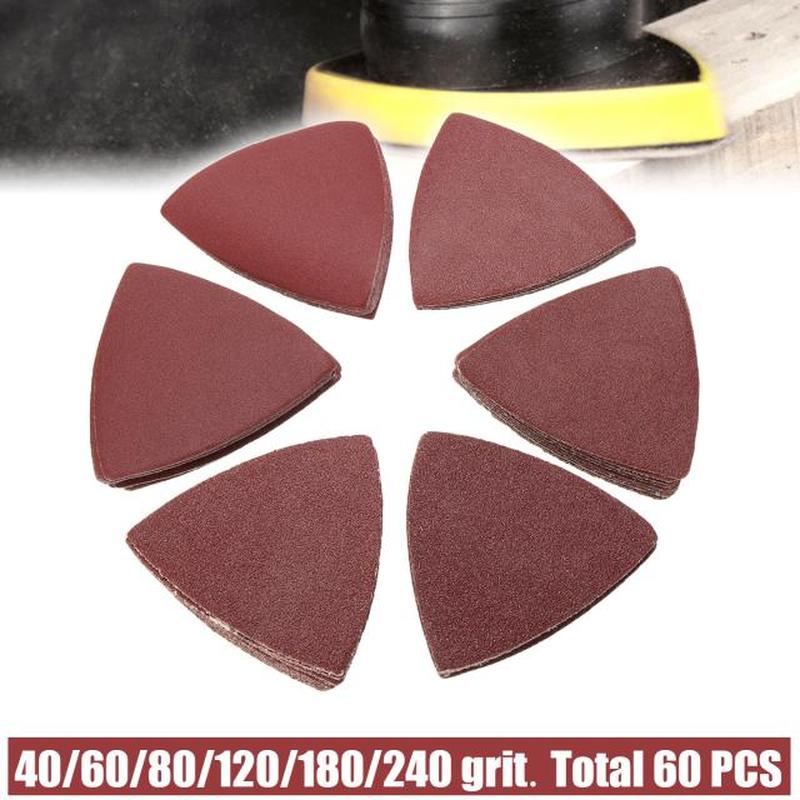 60pcs 40/60/80/120/180/240 Grits Triangle Sandpapers Disc Ab