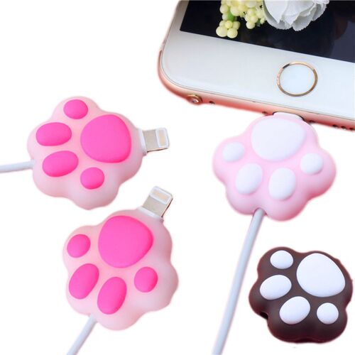 2PCS Cartoon  Paws Cable bite protector Cute organizer wi