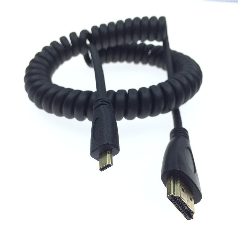 Coiled Spring High-Speed Micro HDMI-compatible To HDMI-compa