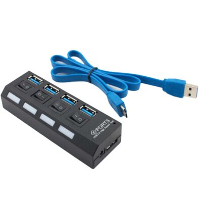 USB3.0 Hub With Switch 4-port 3.0 Hub High-speed Hub LED Pow