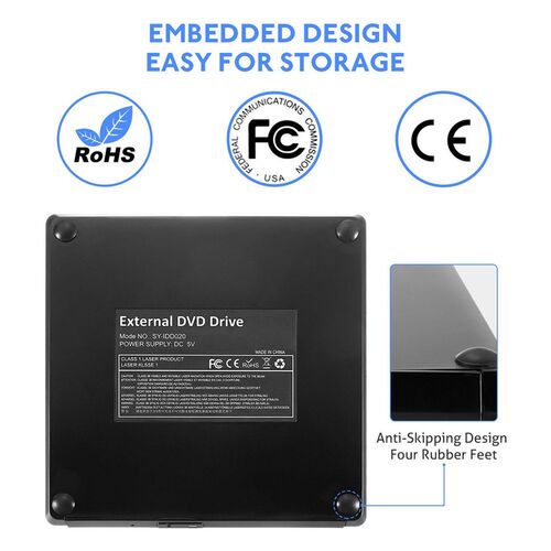 External Aluminum Optical DVD Drive SB 3.0 CD DVD +/-RW Burn
