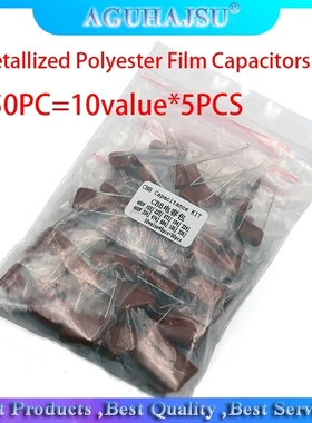 KIT 50PC=10value*5PCS Metallized Polyester Film Capacitors C