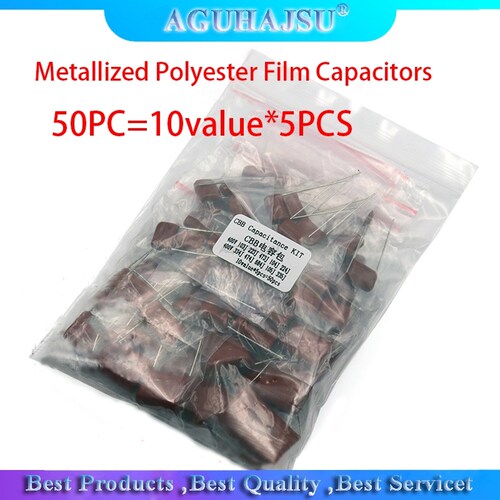 KIT 50PC=10value*5PCS Metallized Polyester Film Capacitors C