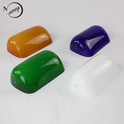 White / green / blue / amber color glass lampshade bankers l