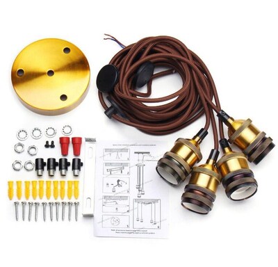 Vintage Chandelier Loft Spider Luster DIY E27 Adjustable Liv