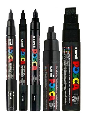 5Pcs/Set Paint Mixed Marker Pen Pack Black Color POSCA Mark