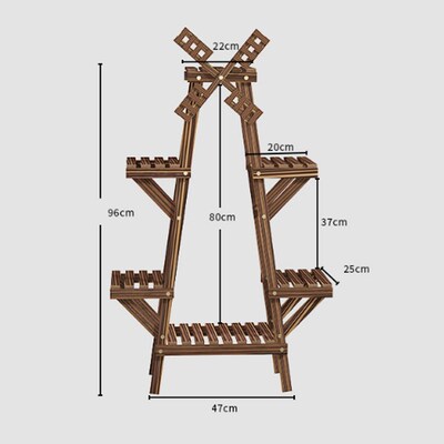 Windmill Wooden Plant Stand Pot Durable Plant shelf Flower p