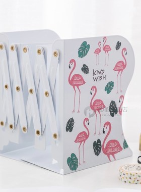 Newest Kawaii Flamingo Metal Extend Bookends Desk Organizer