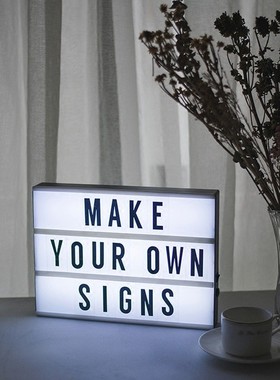 LED Night Light With 96 Letters Cards DIY Box Lamp AA Batter