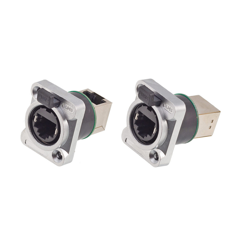 1PCS RJ45 Shield Network Connector IP67 Female Panel Mount S