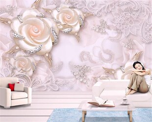 Beibehang 3d pink pearl three   flowers jewelry background