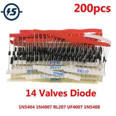 200Pcs 14 Valves Diode Sample Packs Switching Diodes/Rectifi