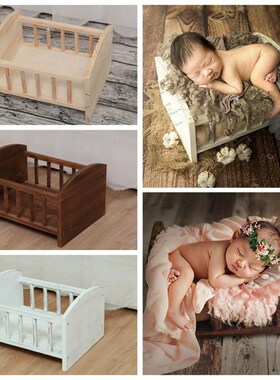 Baby Photography Props Wooden Baby Photo Posing Bed Crib In
