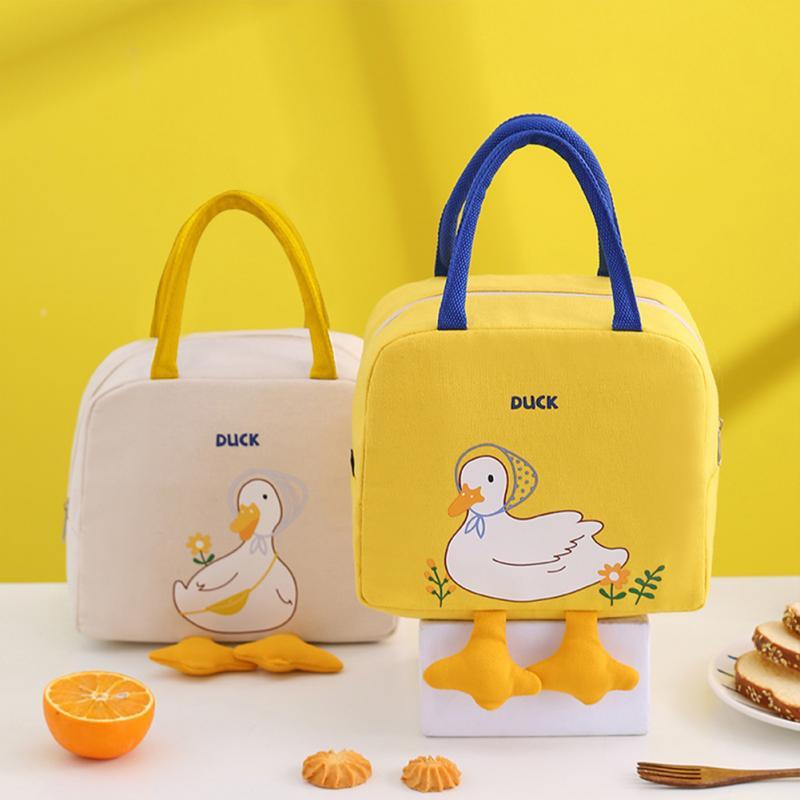 Cute Little Yellow Duck Lunch Bag Cartoon Fashion Canvas 居家日用 居家日用套装 原图主图