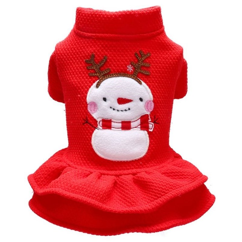 New Dog Cat Christmas Dress Hoodie Snowman Design Pet Puppy