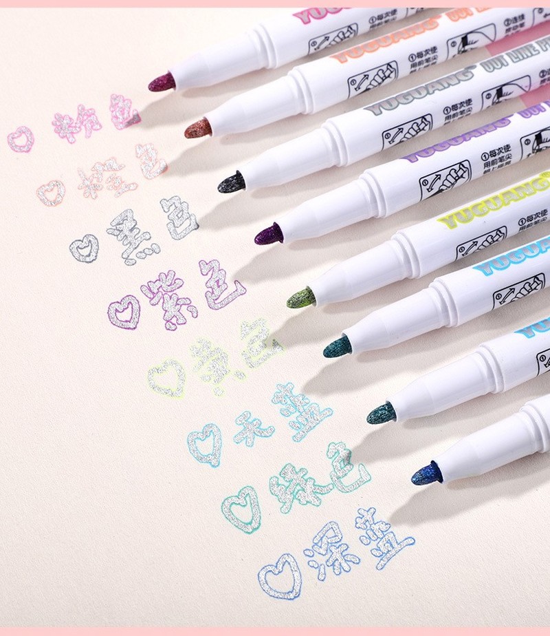 Double Lines Contour Colored Marker Pen Outline Marker Diy