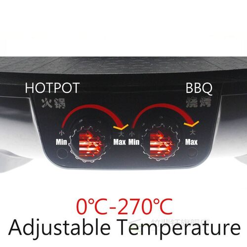 220V 1600W 2-in-1 Electric Multi Cooker Barbecue Pan Hot Pot