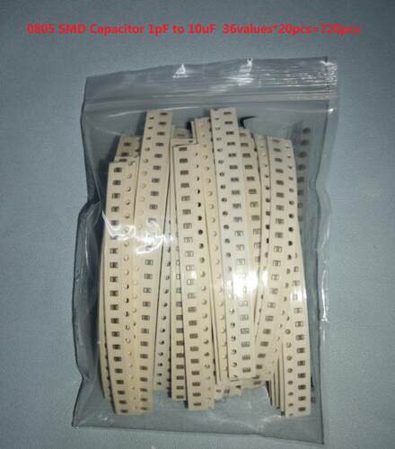 0805 SMD Capacitor 1pF to 10uF  36values*20pcs=720pcs assort