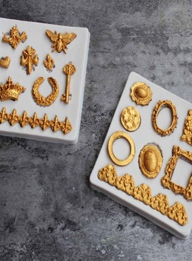 Mold 3D Silicone Vintage Frames Lace Trim Modeling Cake Deco